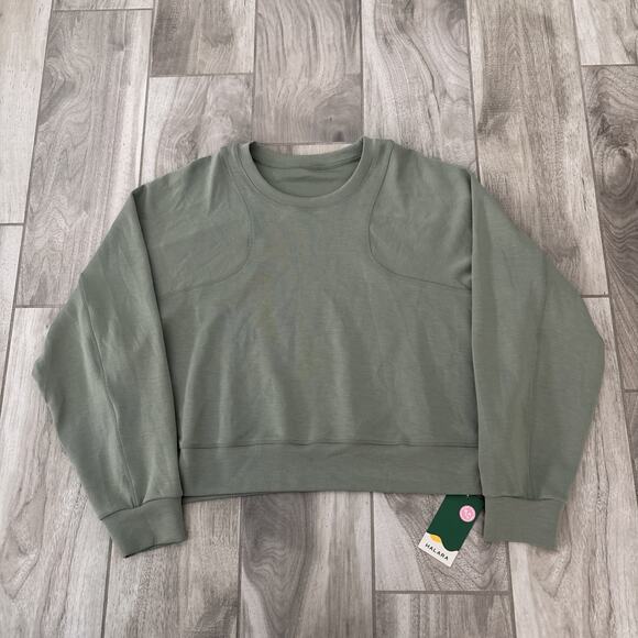 Halara Sweatshirt Womens Sz XL Green Crew Neck Raglan Pullover Modal Blend NWT - Picture 1 of 8